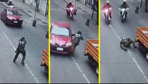 Video muestra momento en que carabinero es atropellado por delincuentes que escapaban en auto robado Video muestra momento en que carabinero es atropellado por delincuentes que escapaban en auto robado