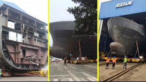 Realizan impresionante movimiento de pieza para construcción del crucero de lujo Magellan Discoverer