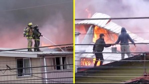Videos muestran a vecinos intentando salvar viviendas ante voraz incendio en Concepción