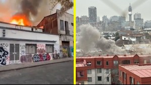 Incendio se registra en casa habitación en el centro de Santiago: Trabajan 12 compañías y hay peligro de propagación