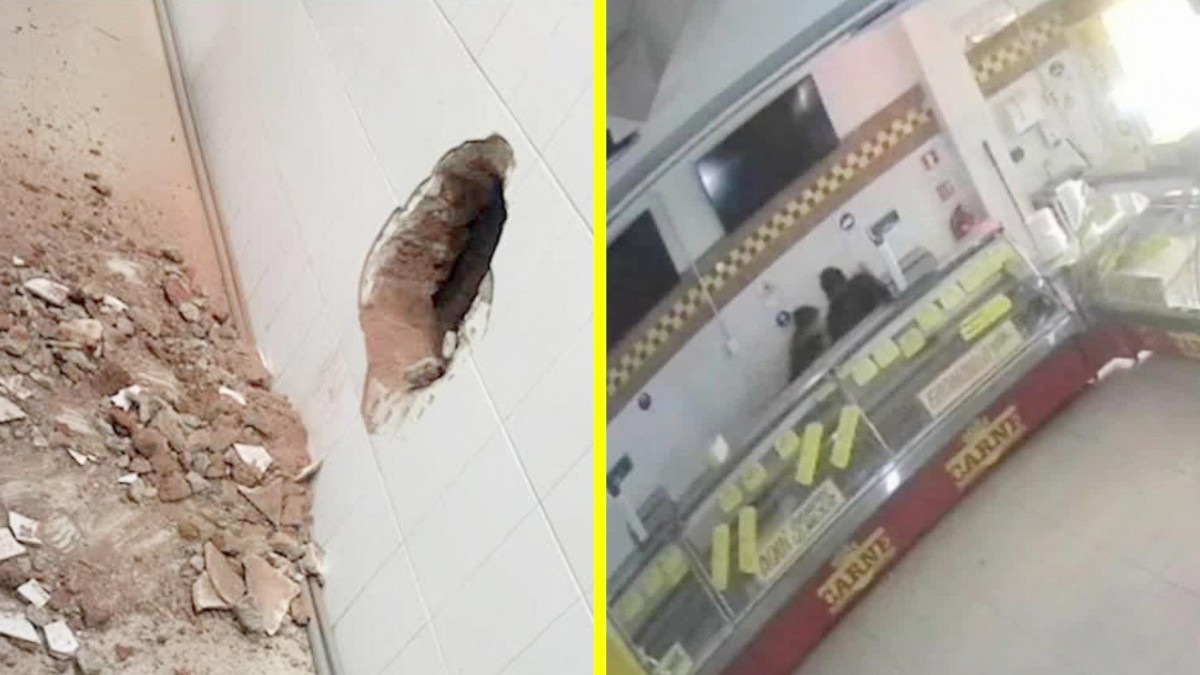 Millonario robo de carne en La Reina: Video muestra a delincuentes entrando a local por un forado en la pared