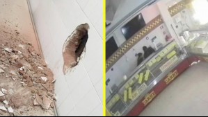 Millonario robo de carne en La Reina: Video muestra a delincuentes entrando a local por un forado en la pared
