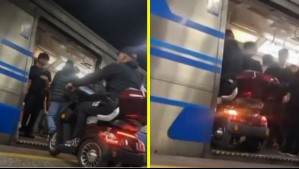 Insólito: Hombre ingresó en motocicleta a un vagón lleno del Metro de Santiago