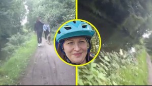 Fue empujada al agua por ir en bicicleta y todo quedó grabado: Mujer no sabía nadar y temió por su vida