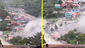 Video muestra inundación arrasando con una aldea en India: Habría personas atrapadas