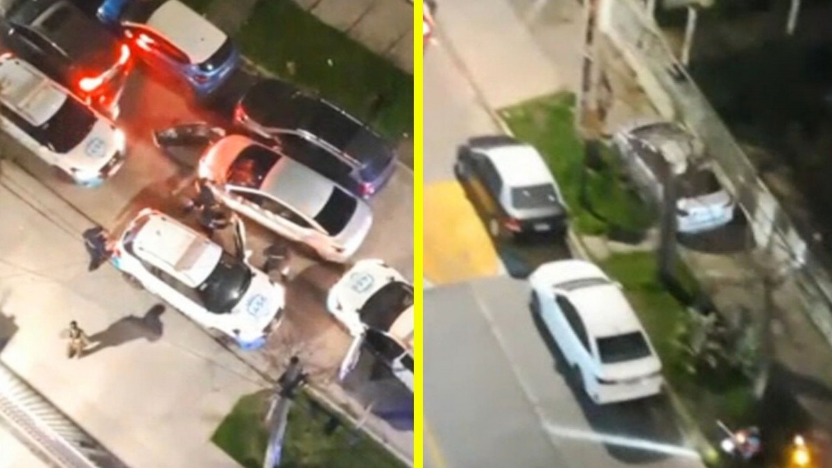 Escapó por la vereda y chocó patrullas: Video muestra la insólita fuga de un conductor en San Miguel