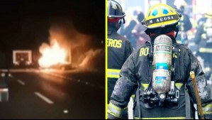 Presunto choque con camión provocó incendio de un vehículo en plena Ruta 68 a la altura de Pudahuel