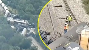 Tren se descarrila y sus 35 vagones quedan completamente volcados en Texas