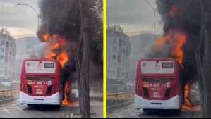 Video muestra a micro quemándose en pleno Providencia