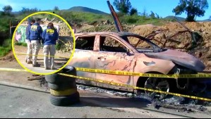 Encuentran auto quemado en cuesta Lo Prado: Sería el vehículo robado a hombre en Curacaví con el que lo atropellaron