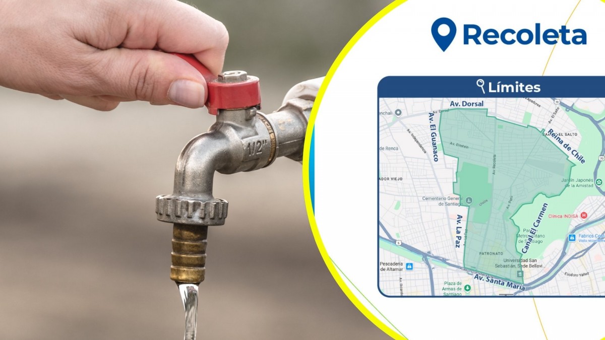 Megacorte de agua en la comuna de Recoleta: Revisa el mapa de las zonas afectadas