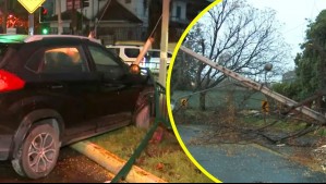 Conductor ebrio colisiona con reja perimetral y provoca la caída de postes en Ñuñoa