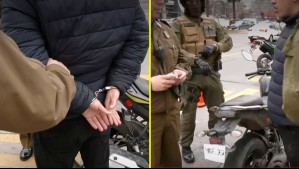 Motociclista es detenido por manejar con una patente de papel pegada con cinta adhesiva en Ñuñoa