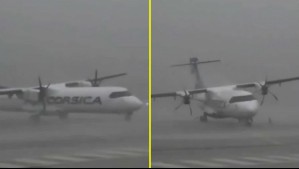 Pánico en Francia: Tormenta con vientos de 160 km/h arrastra un avión con pasajeros en el aeropuerto