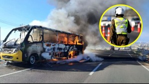 Insólito: Microbús se quemó por completo debido a colchón que cayó en una ruta de Coquimbo
