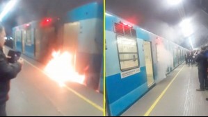 Por una falla: Videos muestran incendio en un tren de la Línea 5 del Metro de Santiago