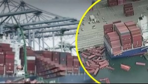 Captan instante en que casi 70 containers caen al mar y desatan caos en EEUU
