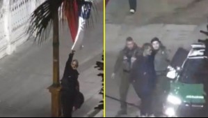 Video capta detención de hombre que robaba banderas chilenas en plena vía pública en Iquique: Carabineros lo capturó in fraganti