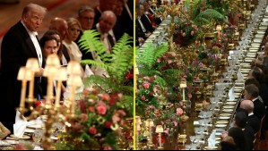 Vestidos de frac y un exótico menú: Así fue el lujoso banquete en que participó Donald Trump con la realeza británica