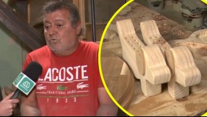 ¡Pura superación! Hombre sin manos de Cerro Navia realiza bellos diseños en madera