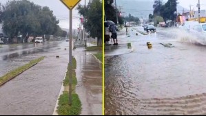 Imágenes muestran calle completamente inundada por intensas lluvias en Illapel