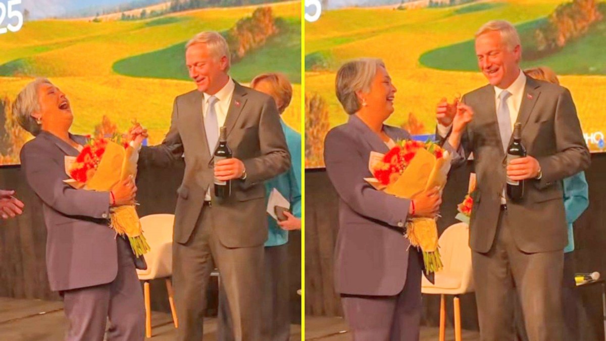 Risas, flores y un vino: Video viral muestra divertido momento entre Jeannette Jara y José Antonio Kast