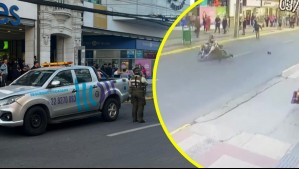 Carabinero es atropellado por moto en medio de controles al comercio ambulante: Cámaras de seguridad captaron el momento