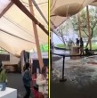 Colapsa feria de moda en el Parque Bicentenario por intensas lluvias. Videos registran cómo asistentes corrieron para ponerse a salvo del derrumbe. Mira los registros