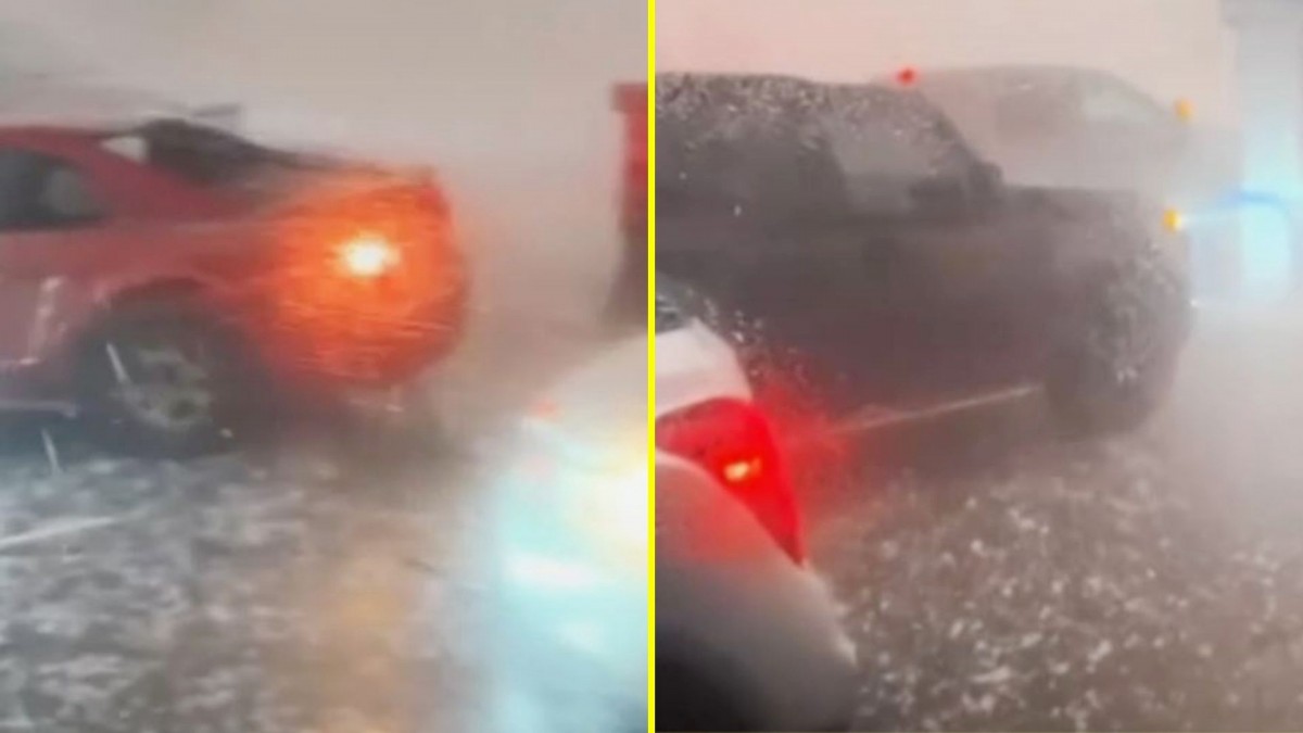 Video muestra impactante caída de granizos que dañaron autos en Texas