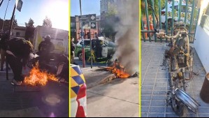 Graban día de furia de mujer: Fue fiscalizada y terminó quemando su moto en Independencia