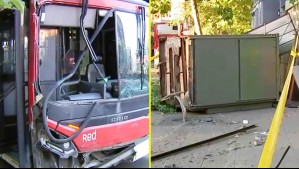Bus Red arrasó con kiosco, poste de cámaras de seguridad y un semáforo en Providencia