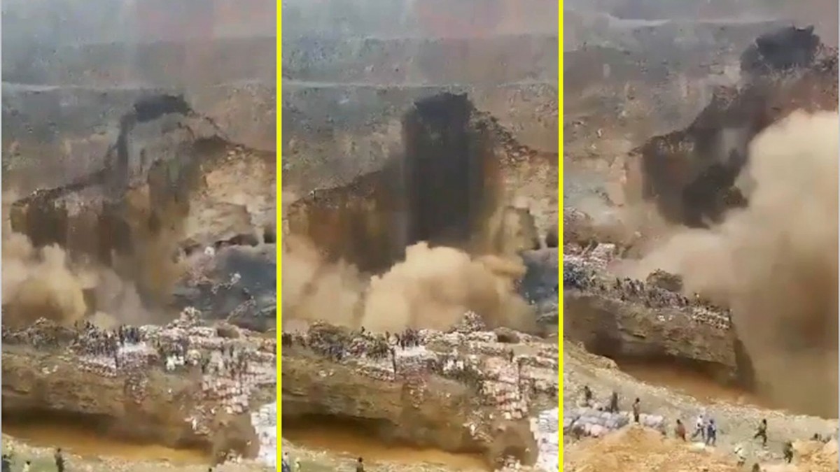 El impactante momento en que se derrumbó una mina en el Congo y dejó 32 fallecidos