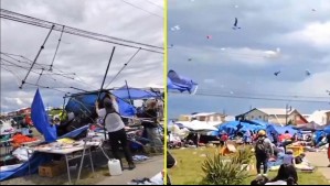 Reportan paso de remolino por feria de Puerto Montt: Toldos quedaron desarmados y varias prendas 'volando' por los cielos