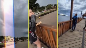 Video muestra momento exacto en que cayó un rayo frente a personas en Lago Llanquihue