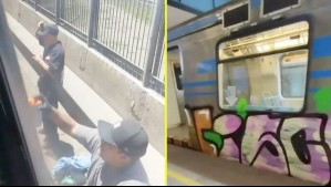 Detuvieron el tren para rayarlo: Video muestra a jóvenes haciendo grafitis en vagón del Metro de Santiago