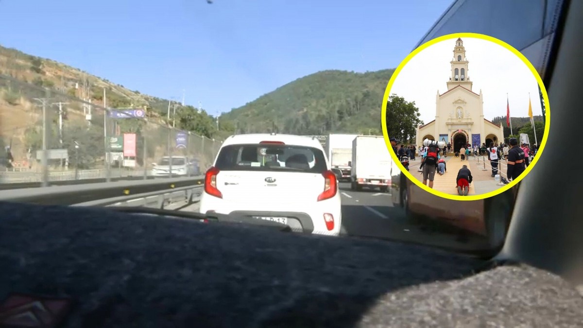 Peregrinación a Lo Váquez: Gran devoción en el lugar y enorme taco se registra en la Ruta 68