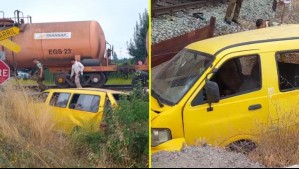 Colisión entre furgón de pasajeros y tren de carga deja a 5 heridos en Buin