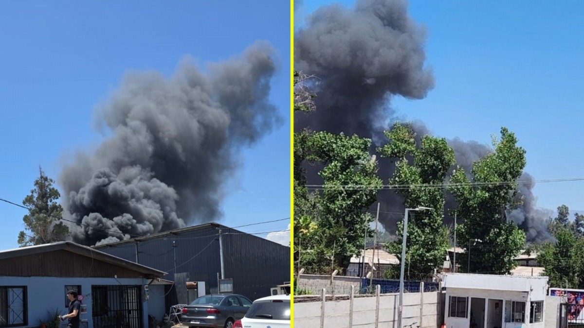 Gran incendio afecta a fábrica en La Pintana y provoca gran columna de humo
