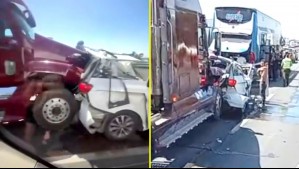 Accidente múltiple en Ruta 5 Sur: Dos heridos graves tras choque entre camión, bus y dos autos a la altura de Pelequén