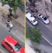 Un video muestra la insólita fuga de un motochorro en Santiago tras una detención ciudadana. Chocó con un taxista, fue retenido por vecinos y escapó lanzándose al pick-up de una camioneta que llegó a rescatarlo.