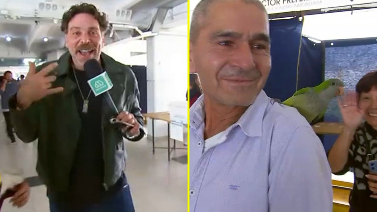 José Antonio Neme en el Estadio Monumental: Entrevistó a colega de otro canal, mostró lorito y dio pantalla a los votantes