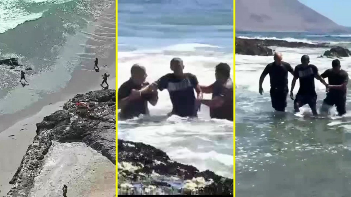 Se lanzó al mar para evitar ser detenido: Video capta huida y detención de asaltante en Iquique