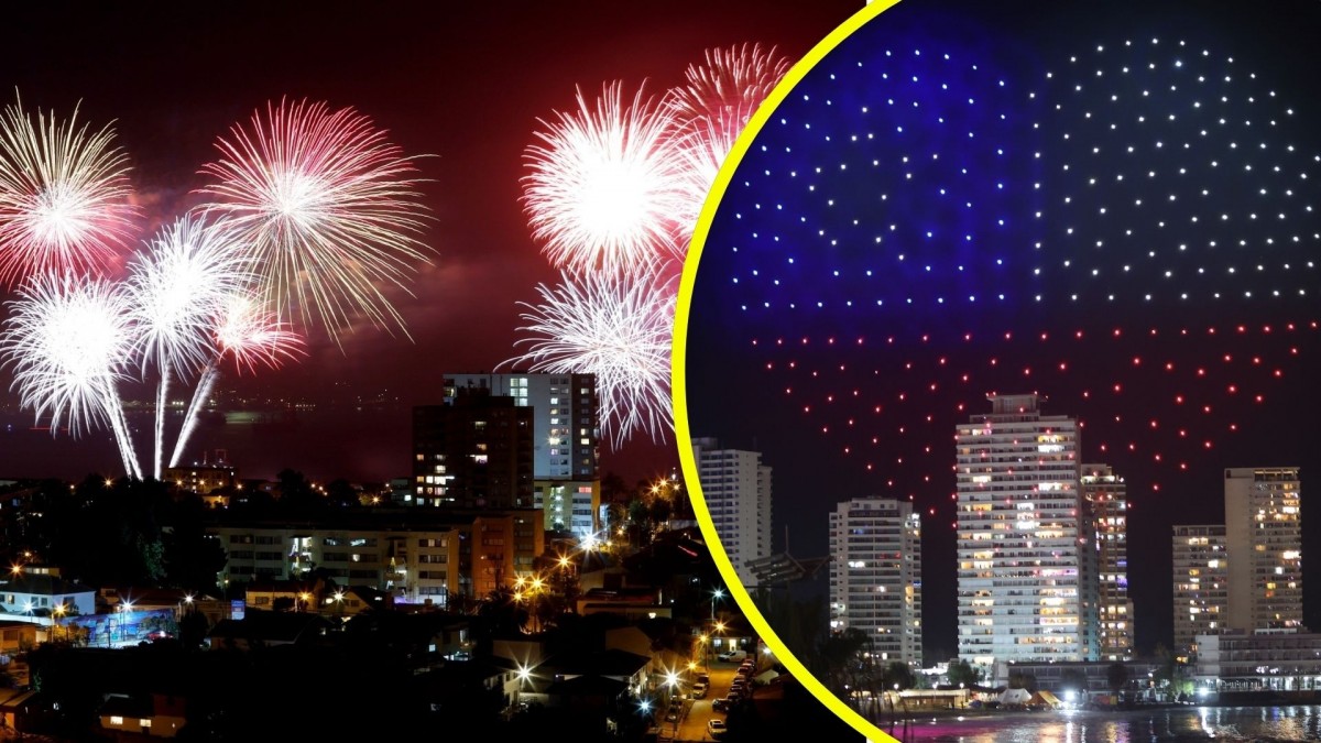 Año Nuevo 2026: Las comunas que confirmaron shows de drones y fuegos artificiales en Chile