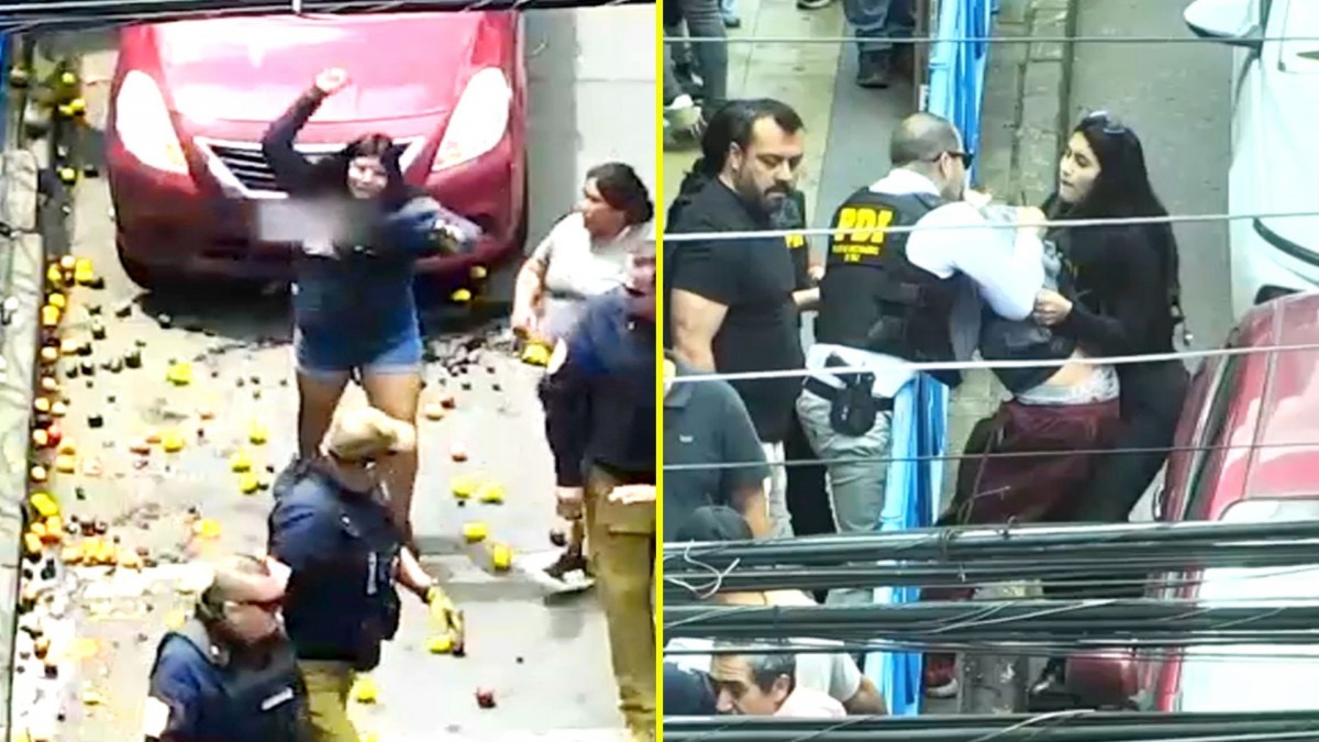 Les lanzaron frutas: Video muestra agresión de ambulantes a guardias municipales durante fiscalización en Temuco