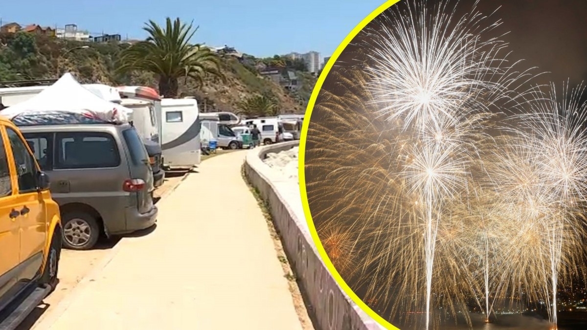 Turistas ya están instalados en el borde costero: Llevan dos días esperando show pirotécnico