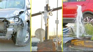 Vehículo arrasó con grifo y figura de Cristo en Puente Alto