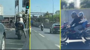 Graban irresponsable actuar de motociclista que viajaba con una niña como pasajera por la Ruta 5 Sur