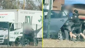 Video muestra todo: Denuncian robo con secuestro de conductor de camión en autopista Américo Vespucio