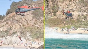 Video muestra heroico rescate de la Armada a dos bañistas en playa El Yeco de Algarrobo
