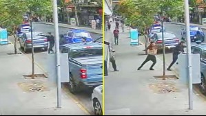 Video captó todo: Carabinero de franco frustra robo a la salida de banco en pleno centro de Santiago